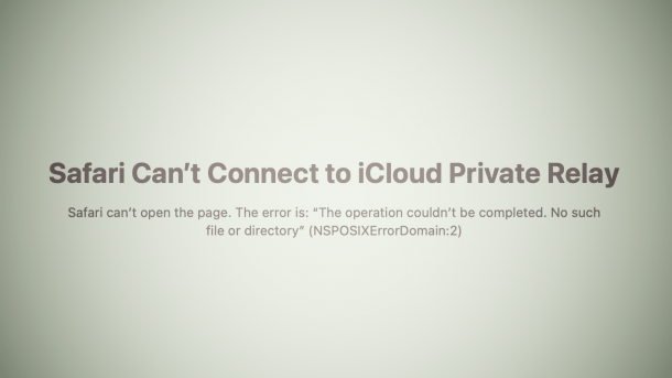 iCloud Private Relay: Fehlermeldung in Safari