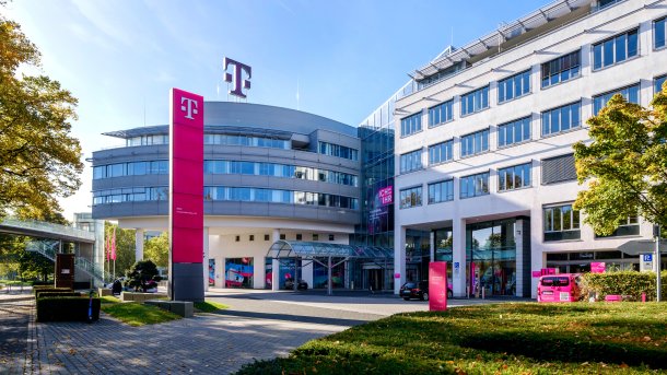 View of the entrance area of the Telekom headquarters in Bonn