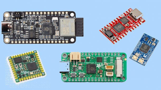 Verschiedene Bastelboards mit dem Mikrocontroller Raspberry Pi RP2350​