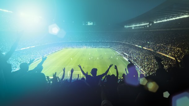 Fans at a soccer match in the stadium