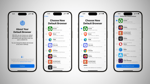 Selection screen in iOS in the EU