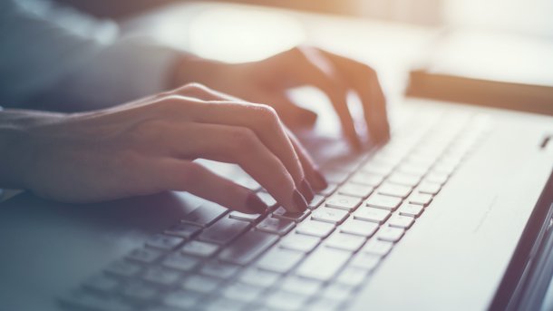 Working,At,Home,With,Laptop,Woman,Writing,A,Blog.,Female