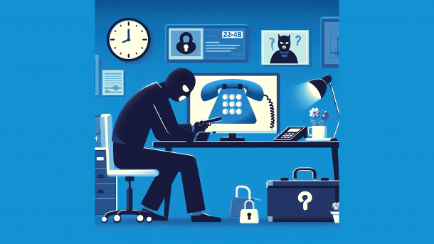 Stylized image: Burglar on the phone