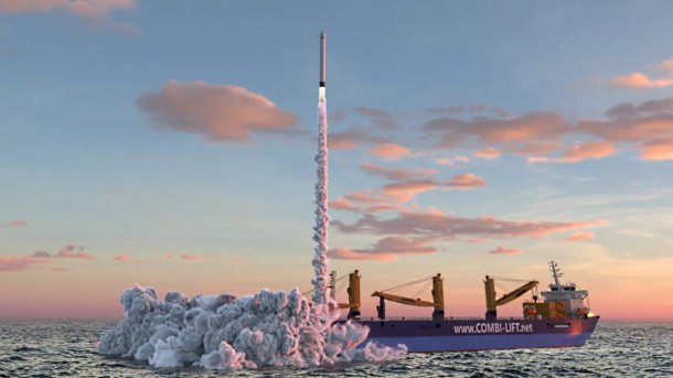 Raketenstart von einem Schiff in der Nordsee