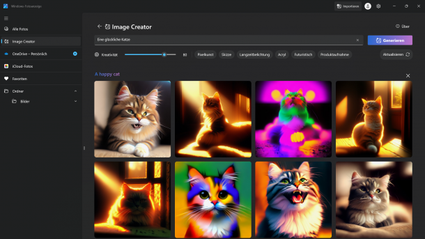 Screenshot des Image Creator in Windows 11