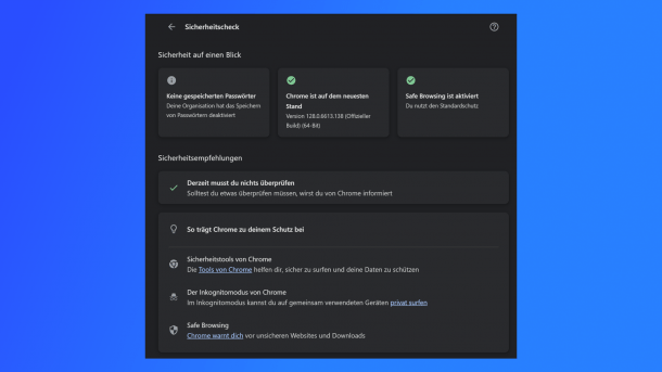 Der Sicherheitscheck im Desktop-Browser