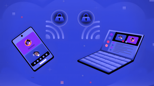 Stylized notebook and smartphone with locks