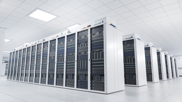 Data center with many racks