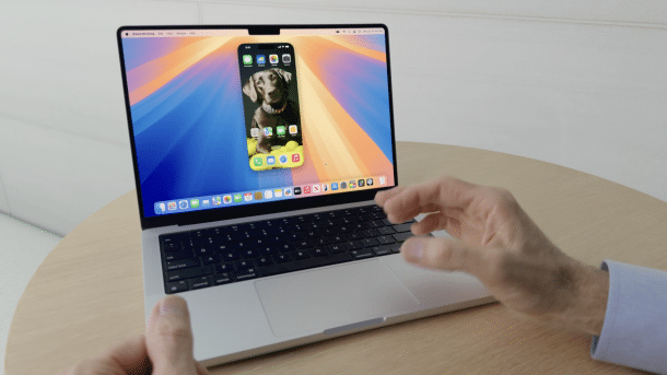 iPhone mirroring on a MacBook