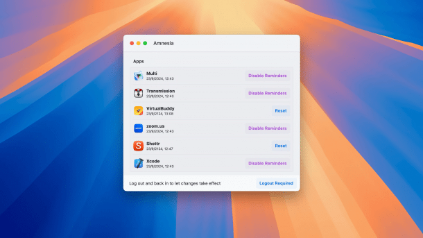 Amnesia-App auf dem Mac