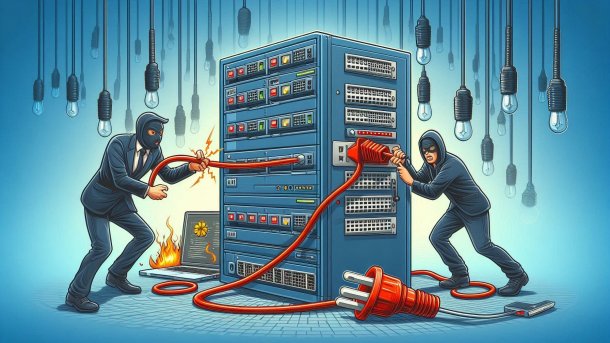 Kriminelle greifen Server an, Admin versucht, den Stecker zu ziehen