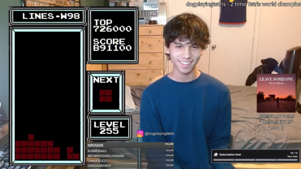Screenshot aus Livestream von dogplayingtetris