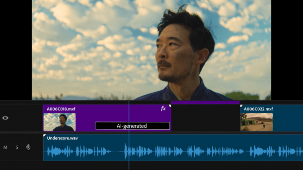 Eine KI-erweiterte Szene in einem Video im Bearbeitungsmodus