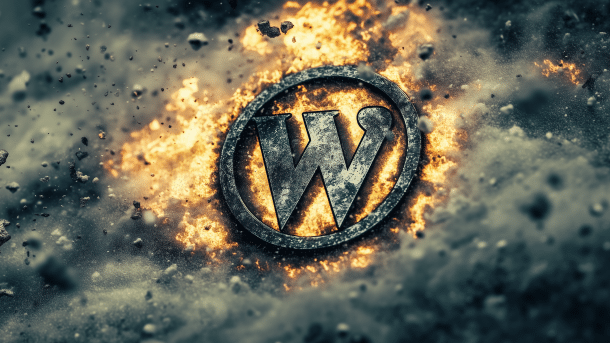 burning WordPress logo