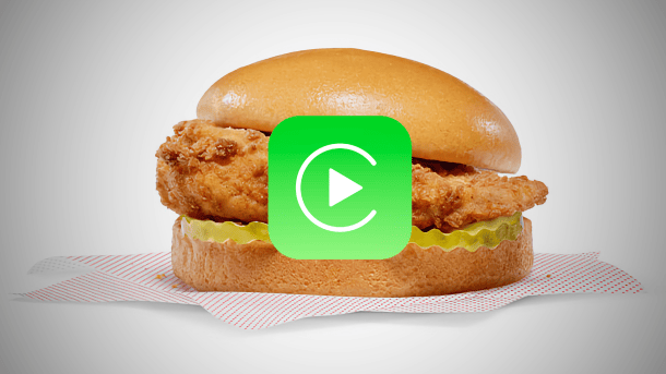 Chick-fil-A sandwich with CarPlay logo