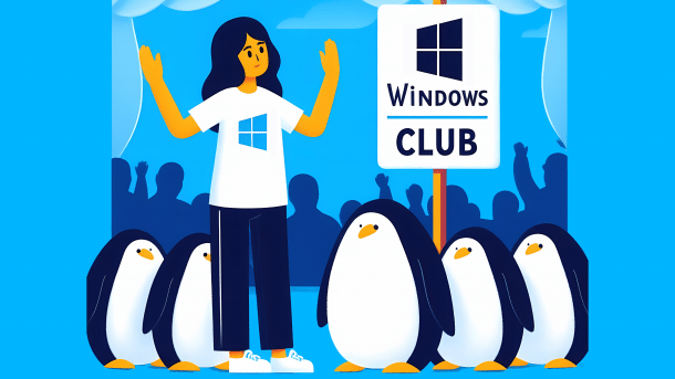 Stilisiertes Bild: Türsteher vor "The Windows Club" lässt Pinguine nicht hinein