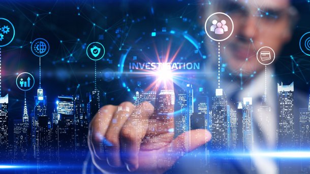 Business,,Internet,,Technology,Concept.businessman,Chooses,Investigation,Button,On,A,Touch