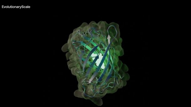 Protein structure in green color