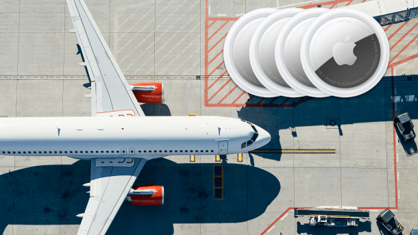 One aircraft with four AirTags