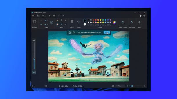Paint with AI eraser