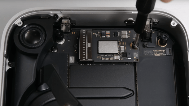 Removing the SSD card in the Mac mini M4