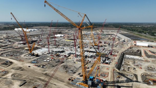 Blick auf die Baustelle der neuen Intel-Fabs in Ohio im September 2024