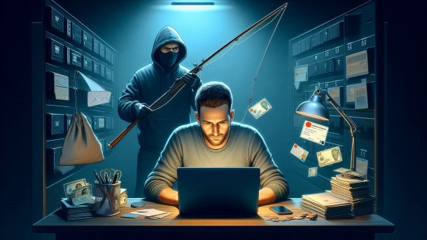 Krimineller angelt Kreditkartendaten, Geld, 