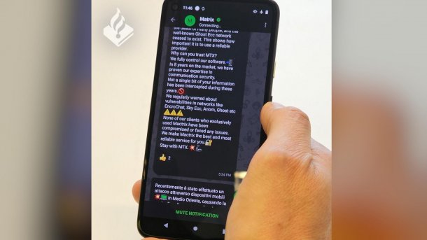 Bild vom betrügerischer Messenger MATRIX, der allerdings nichts mit den Entwicklern des Matrix-Protokolls zu tun hat