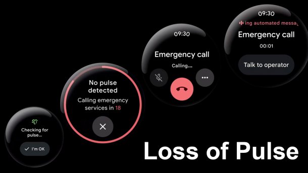 Grafik mit mehreren Blasen, die zeigen, was passiert, wenn die Smartwatch keinen Puls erkennt.