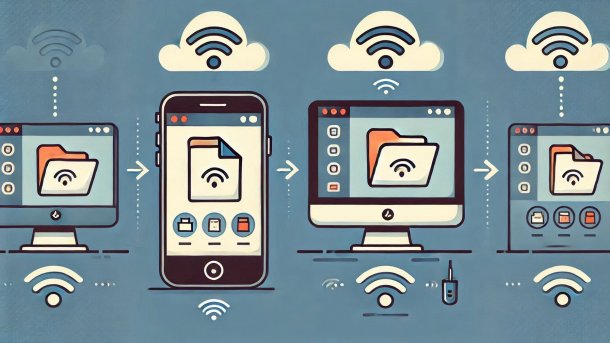 Smartphone and computer exchange files wirelessly