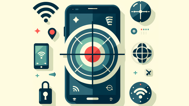 Stylized image: Android smartphone with crosshairs