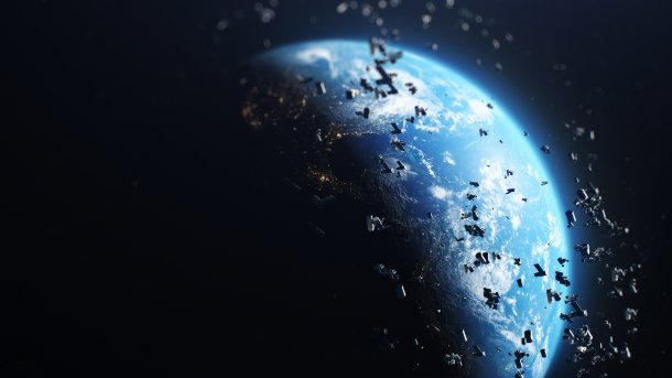3d,Render,Of,Space,Debris,Around,Planet,Earth