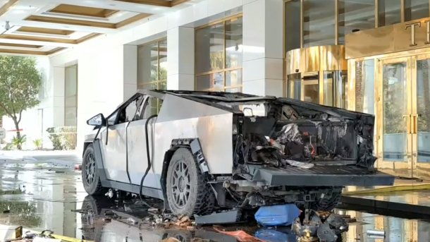 Burnt-out electric SUV