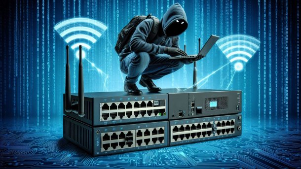 Acess Points und Siwtches werden von einem Kriminellen angegriffen