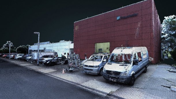 Eine mit Lidar-Laser des FKIE erstellte virtuelle 3D-Umgebung.