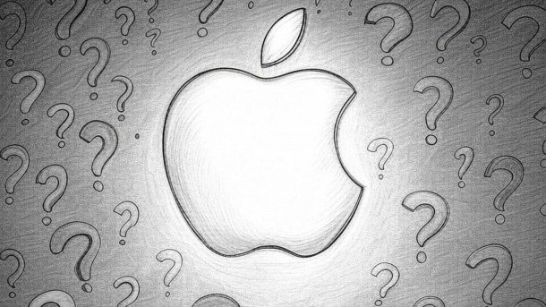Apple logo with question mark