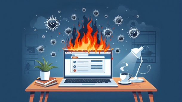 Web browser on a laptop burns