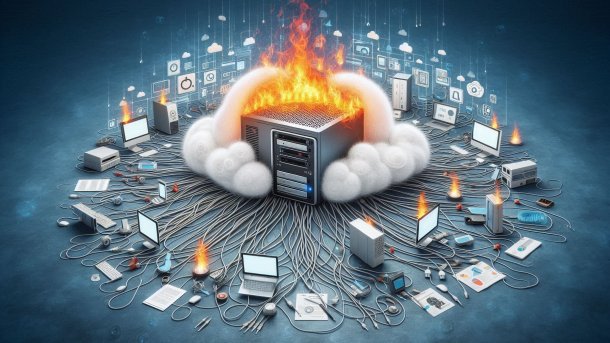 An appliance connects many clients with cables through the cloud. You and a few clients burn.