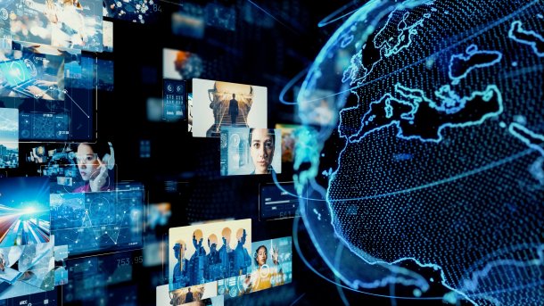 Digital,Contents,Concept.,Social,Networking,Service.,Streaming,Video.,Global,Communication