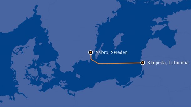 Karte mit dem Verlauf des NordBalt-Kabels