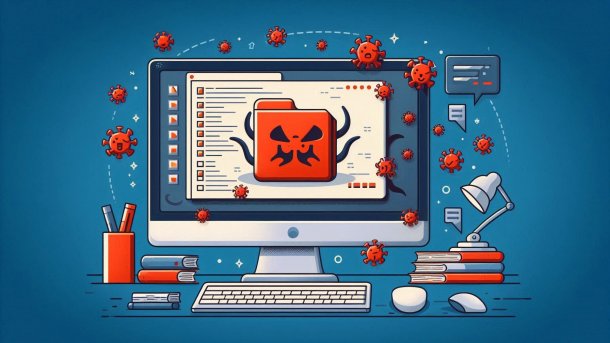 Datei auf dem Computerbildschirm verteilt Viren und Malware