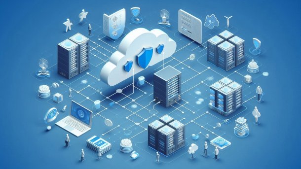 Server in der MItte, Verbindungen zu darum herumstehenden Clients, Verschlüsselungssymbole