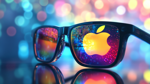 Apple-Logo auf einer bunten Brille