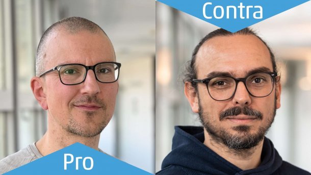 Two editor photos. Leo Becker on the left, Wolfgang Kreutz on the right