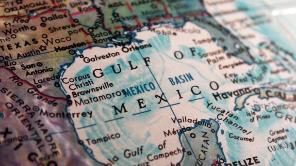 The Gulf of Mexico on an English globe