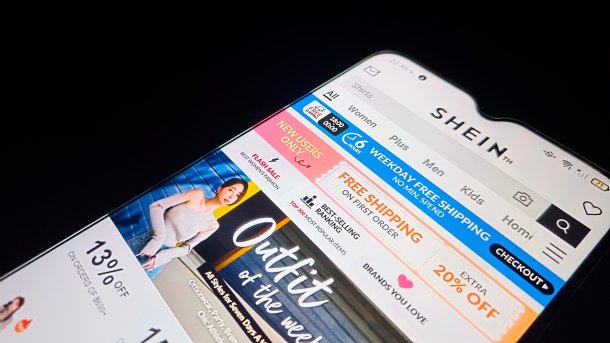 Home page of Shein on a smartphone