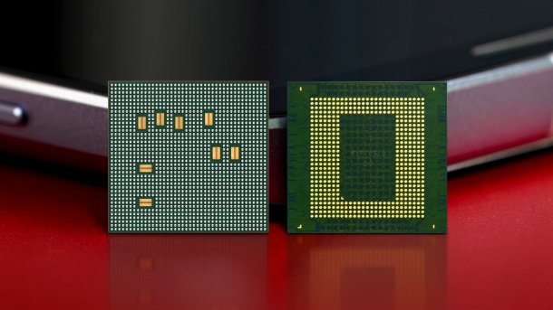 Vorder- und Rückseite eines Snapdragon-Chips