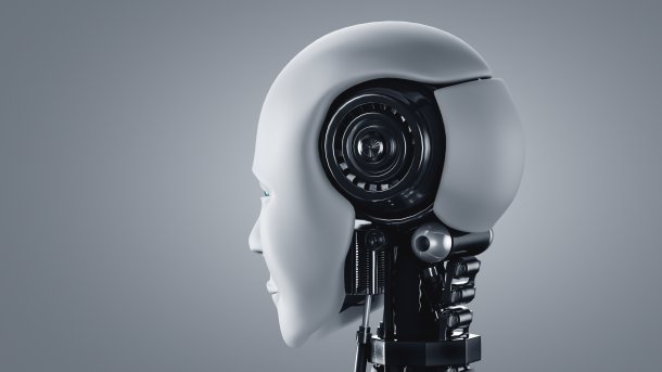 Ein Roboterkopf von hinten