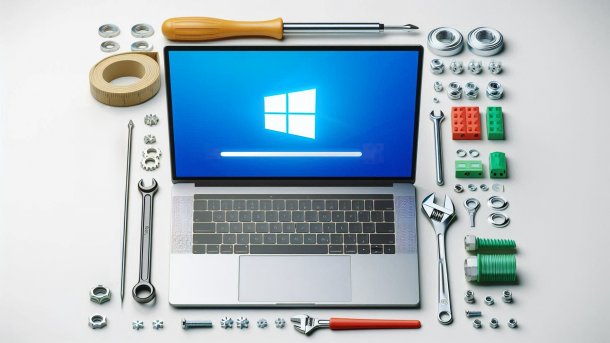 Stilisiertes Bild: Windows/Software-Update auf Laptop