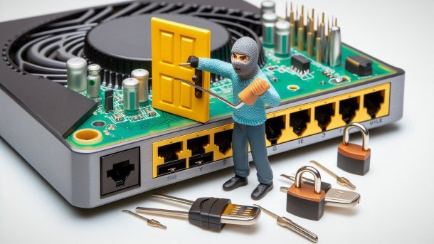 Einbrecher will Hintertüt in Netzwerk-Gerät öffnen
